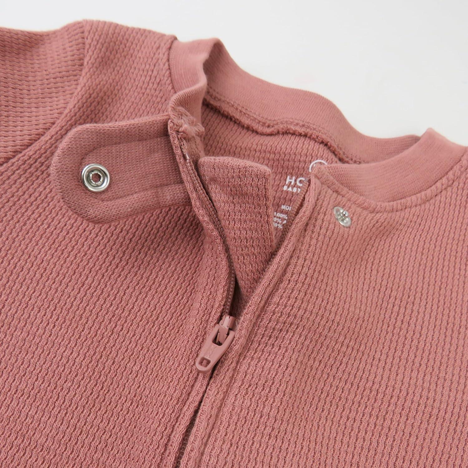 imageHonestBaby Classics Sleep ampamp Play Footed OnePiece Pajama Sleeper 100 Organic CottonAsh Rose