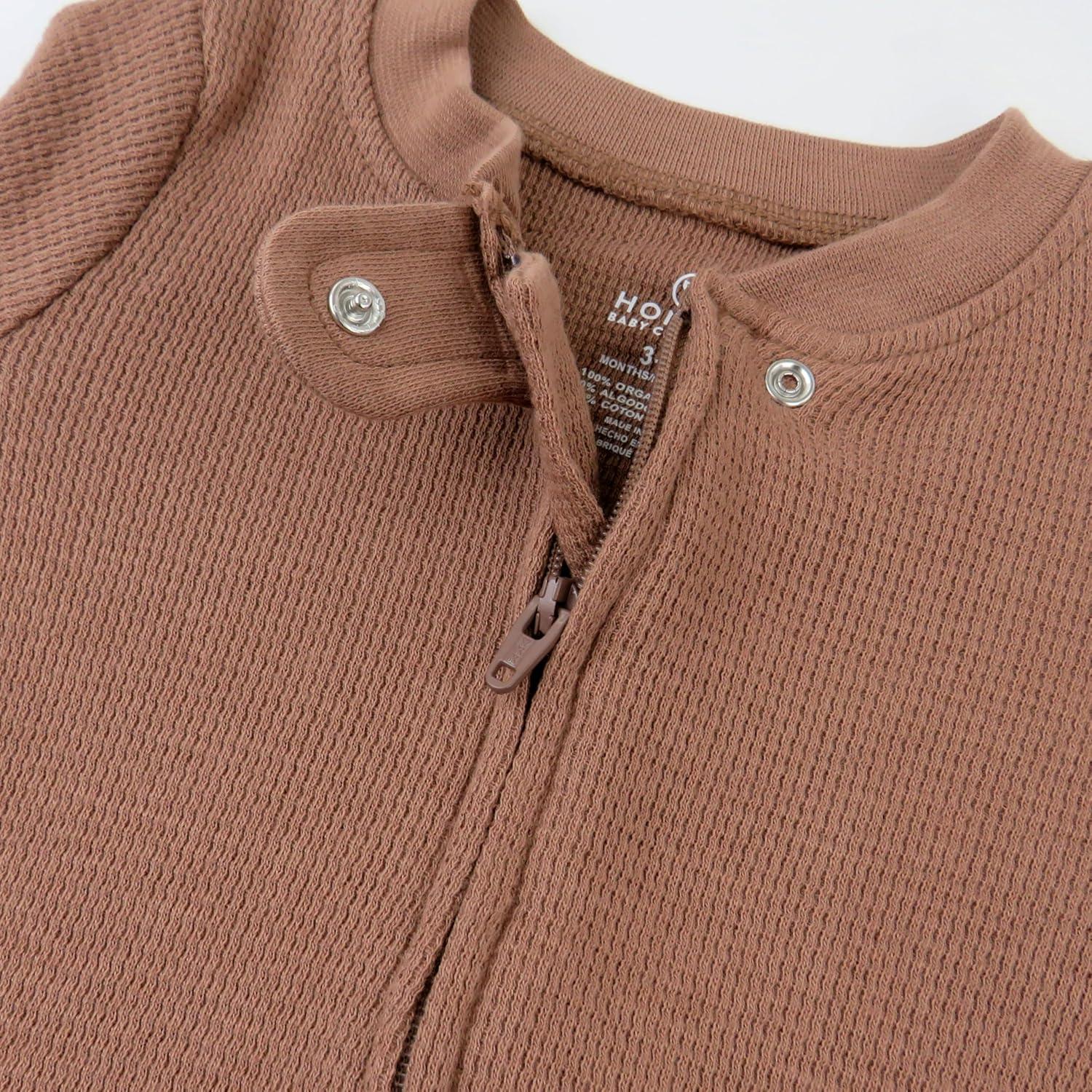 imageHonestBaby Classics Sleep ampamp Play Footed OnePiece Pajama Sleeper 100 Organic CottonBrown