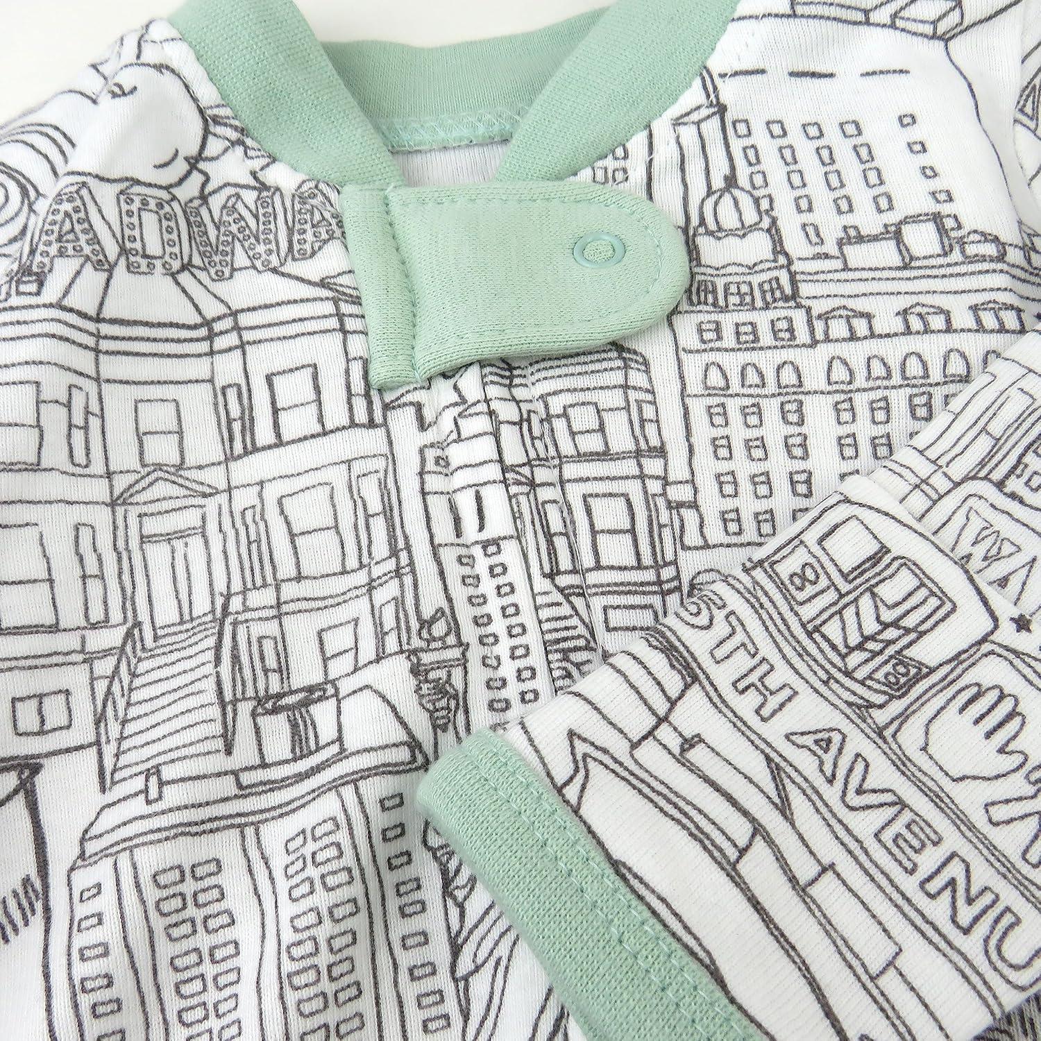 imageHonestBaby Classics Sleep ampamp Play Footed OnePiece Pajama Sleeper 100 Organic CottonCityscape Ny