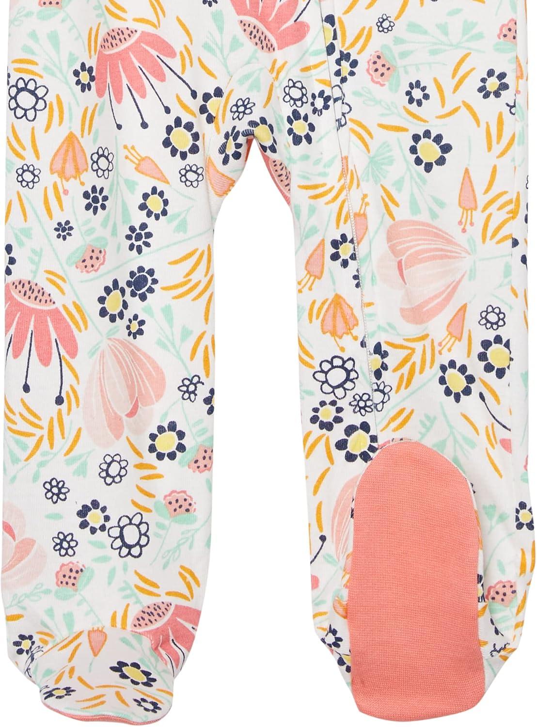 imageHonestBaby Classics Sleep ampamp Play Footed OnePiece Pajama Sleeper 100 Organic CottonFlower Power