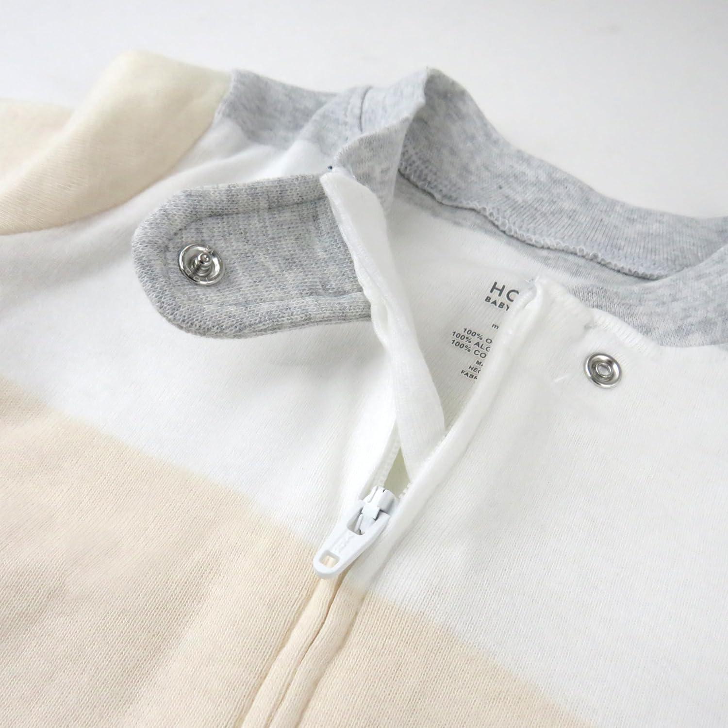 imageHonestBaby Classics Sleep ampamp Play Footed OnePiece Pajama Sleeper 100 Organic CottonJumbo Stripe Natural