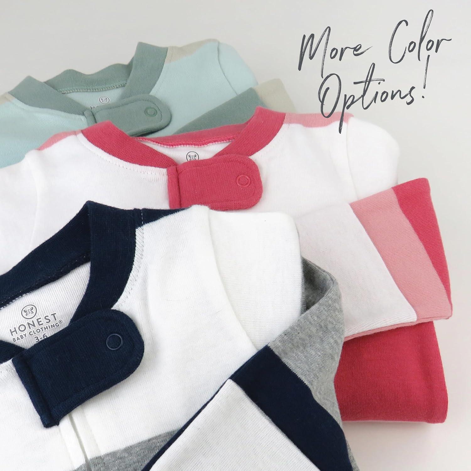 imageHonestBaby Classics Sleep ampamp Play Footed OnePiece Pajama Sleeper 100 Organic CottonJumbo Stripe Navy