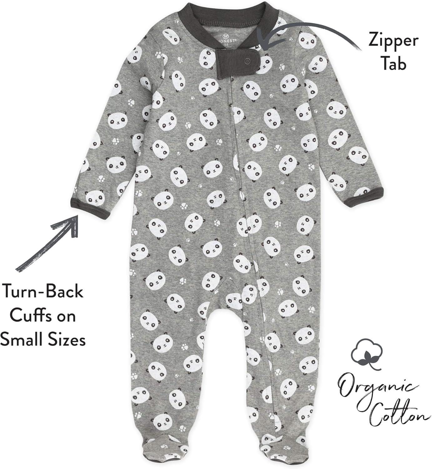 imageHonestBaby Classics Sleep ampamp Play Footed OnePiece Pajama Sleeper 100 Organic CottonPanda