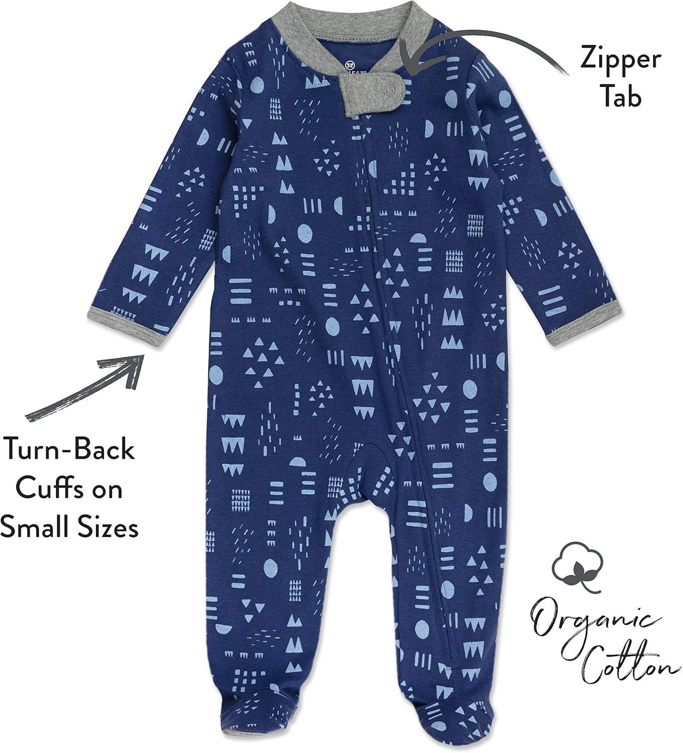 imageHonestBaby Classics Sleep ampamp Play Footed OnePiece Pajama Sleeper 100 Organic CottonPattern Play Dark Navy