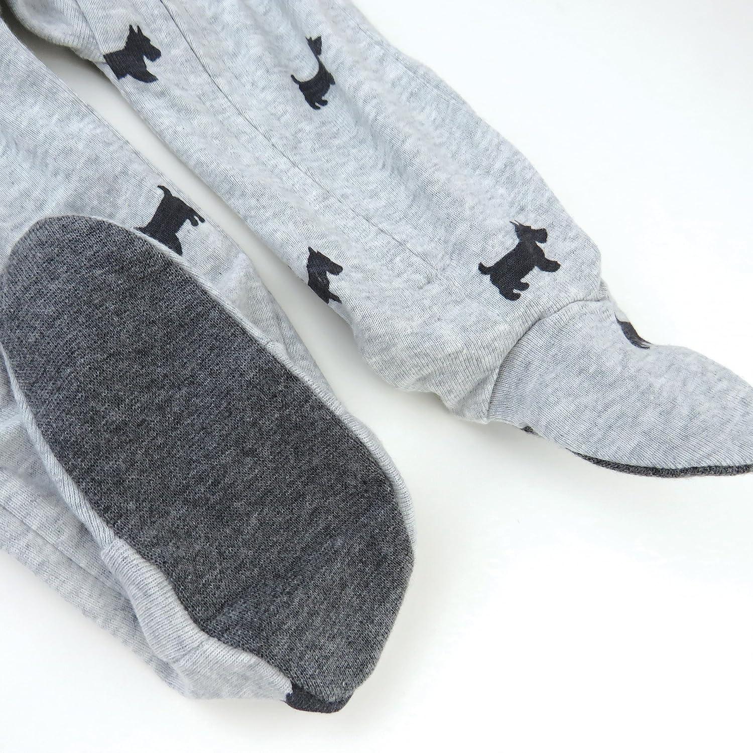 imageHonestBaby Classics Sleep ampamp Play Footed OnePiece Pajama Sleeper 100 Organic CottonScotty Dog Light Heather Grey