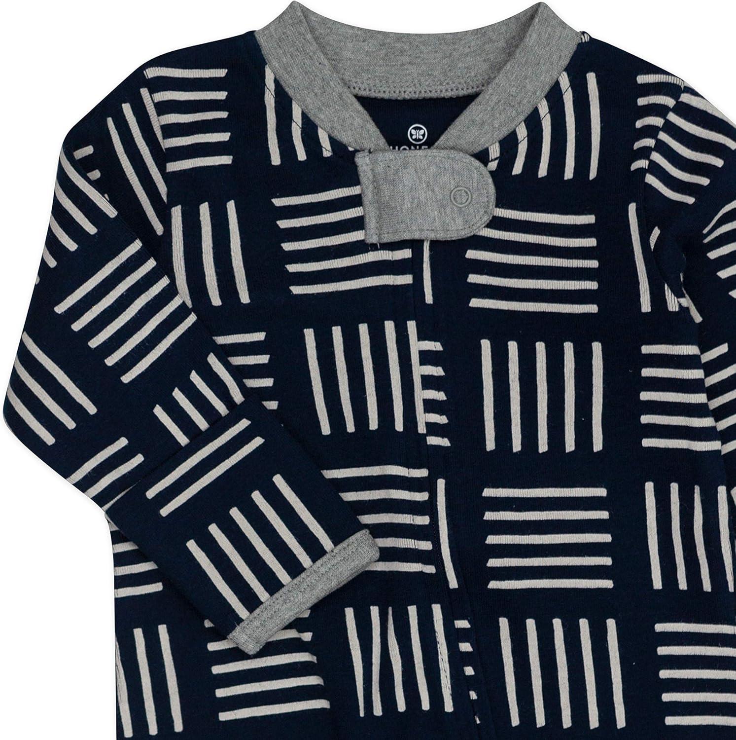 imageHonestBaby Classics Sleep ampamp Play Footed OnePiece Pajama Sleeper 100 Organic CottonSketchy Square