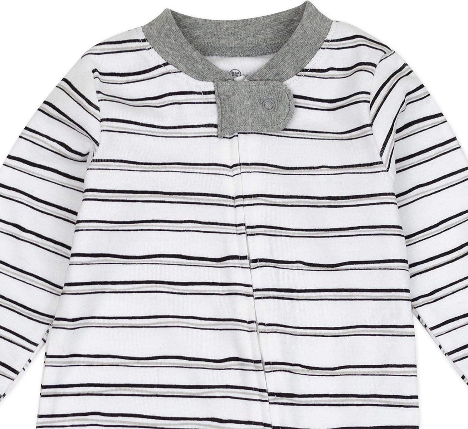 imageHonestBaby Classics Sleep ampamp Play Footed OnePiece Pajama Sleeper 100 Organic CottonSketchy Stripe