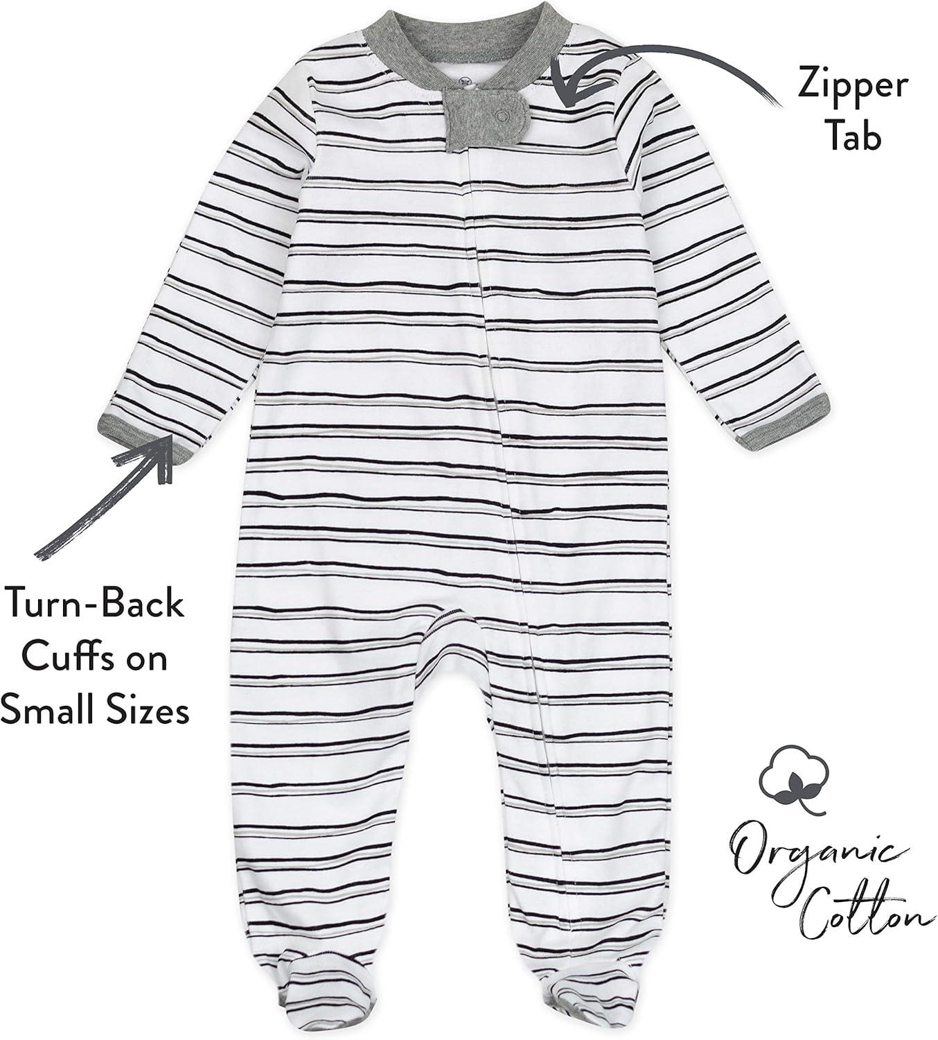 imageHonestBaby Classics Sleep ampamp Play Footed OnePiece Pajama Sleeper 100 Organic CottonSketchy Stripe