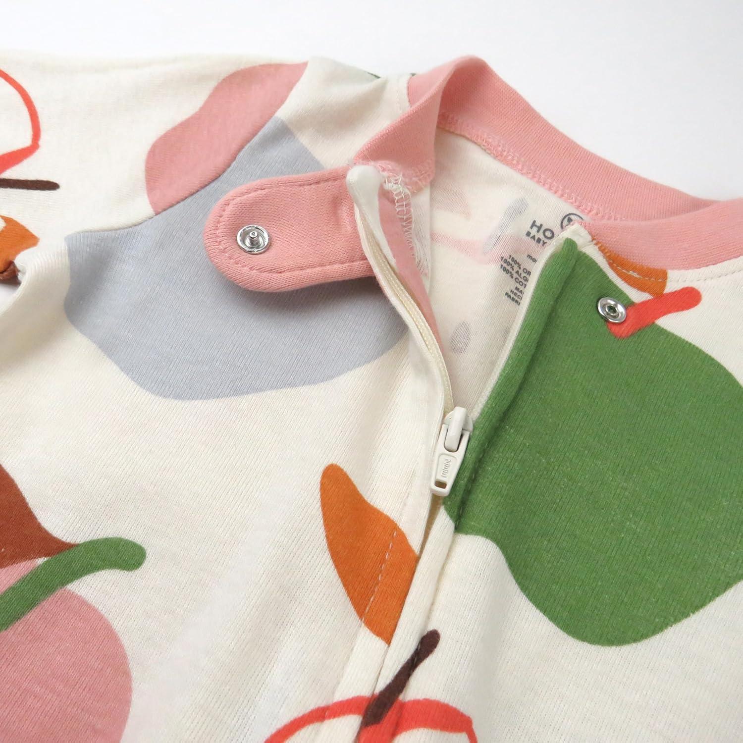 imageHonestBaby Classics Sleep ampamp Play Footed OnePiece Pajama Sleeper 100 Organic CottonSlice O Apple