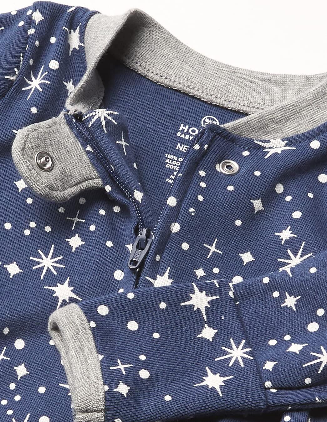 imageHonestBaby Classics Sleep ampamp Play Footed OnePiece Pajama Sleeper 100 Organic CottonTwinkle Star Navy