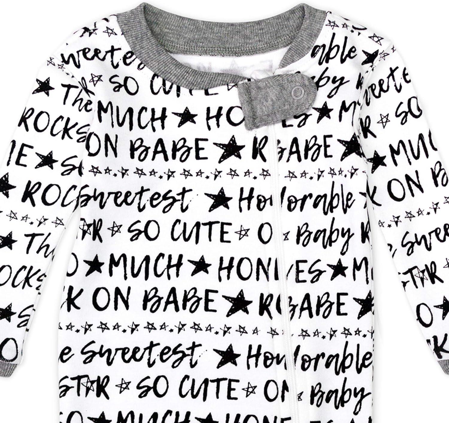 imageHonestBaby Classics Sleep ampamp Play Footed OnePiece Pajama Sleeper 100 Organic CottonWords