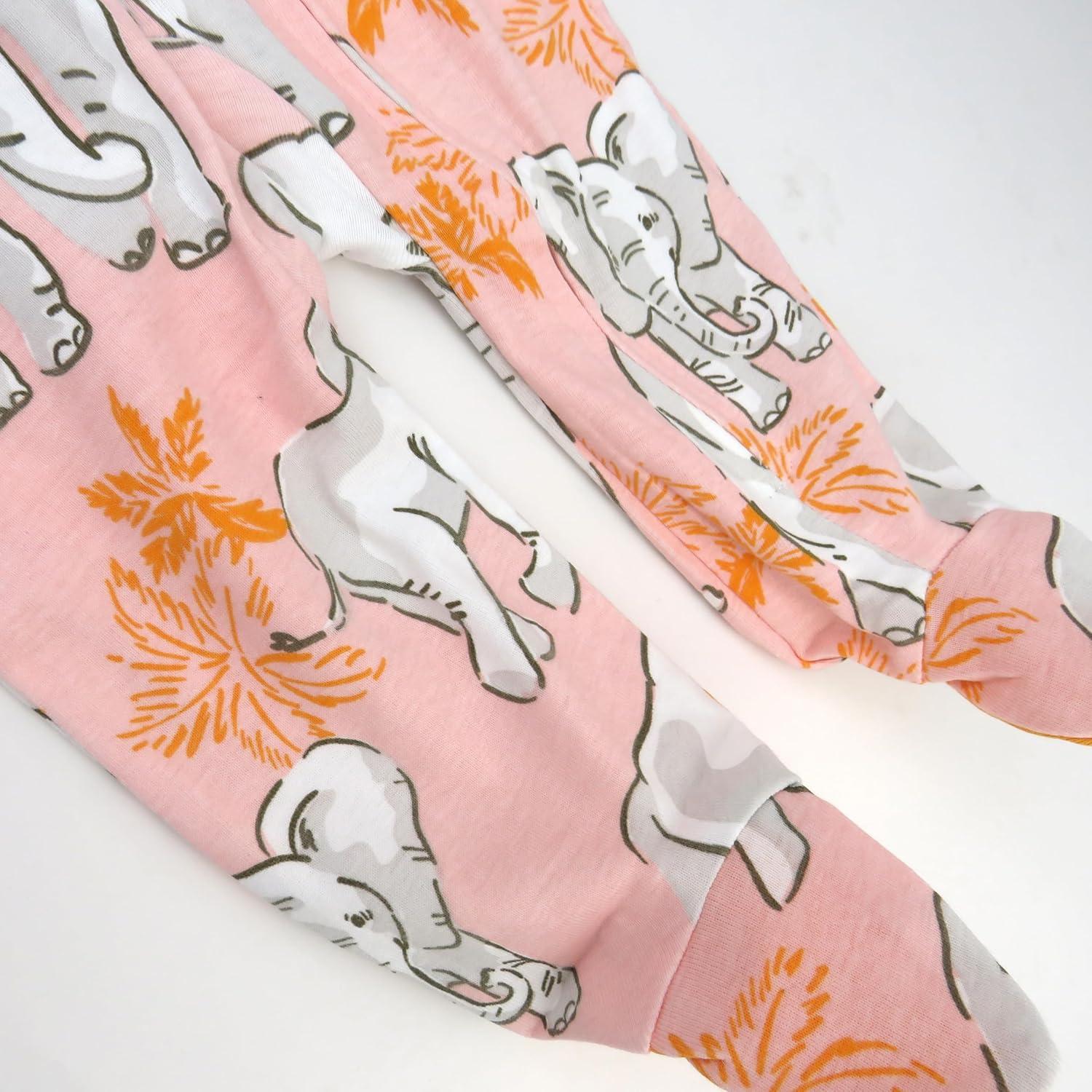 imageHonestBaby Sleep ampamp Play Footed OnePiece Pajama Sleeper 100 Organic Cotton Baby GirlsBoumbi Pink Elephant