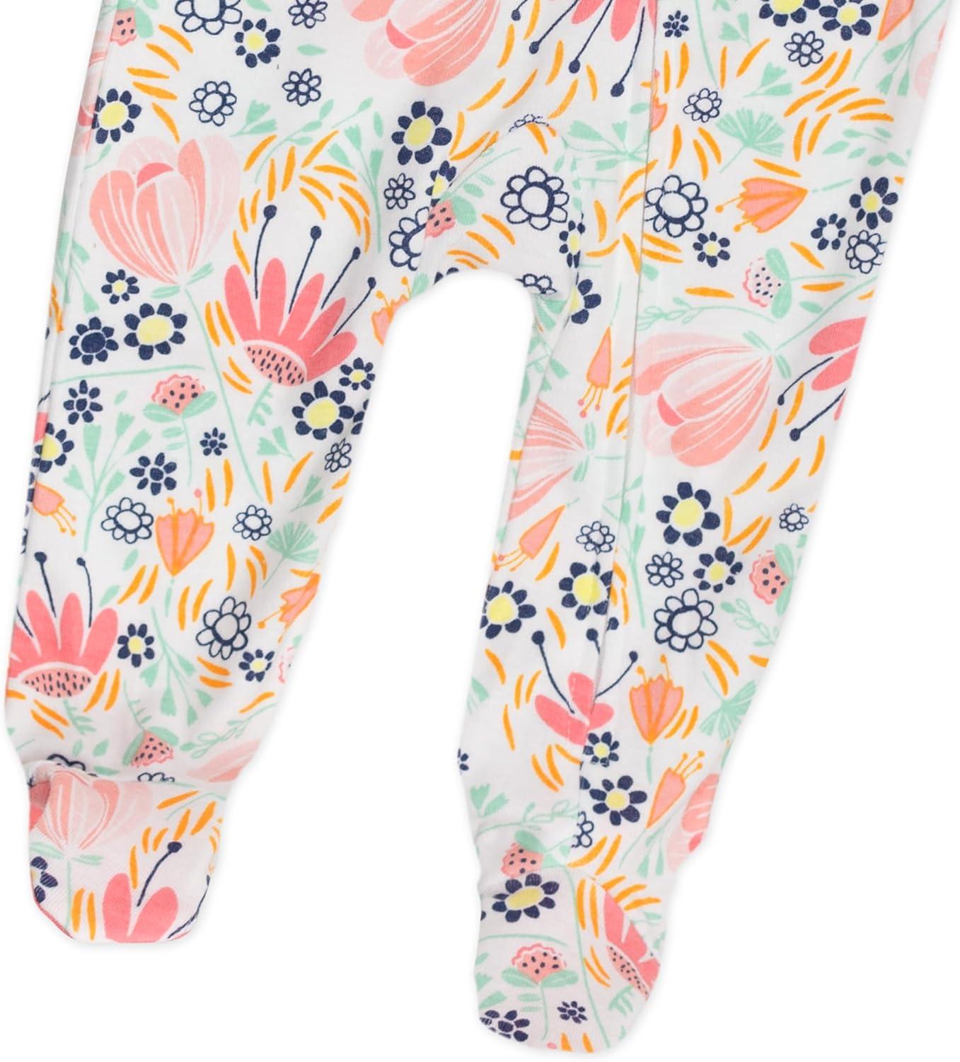 imageHonestBaby Sleep ampamp Play Footed OnePiece Pajama Sleeper 100 Organic Cotton Baby GirlsFlower Power