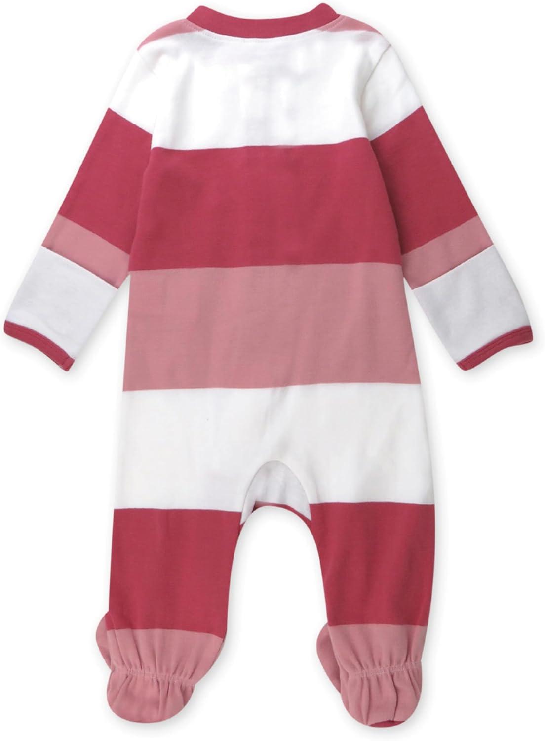 imageHonestBaby Sleep ampamp Play Footed OnePiece Pajama Sleeper 100 Organic Cotton Baby GirlsJumbo Stripe Pink Rose