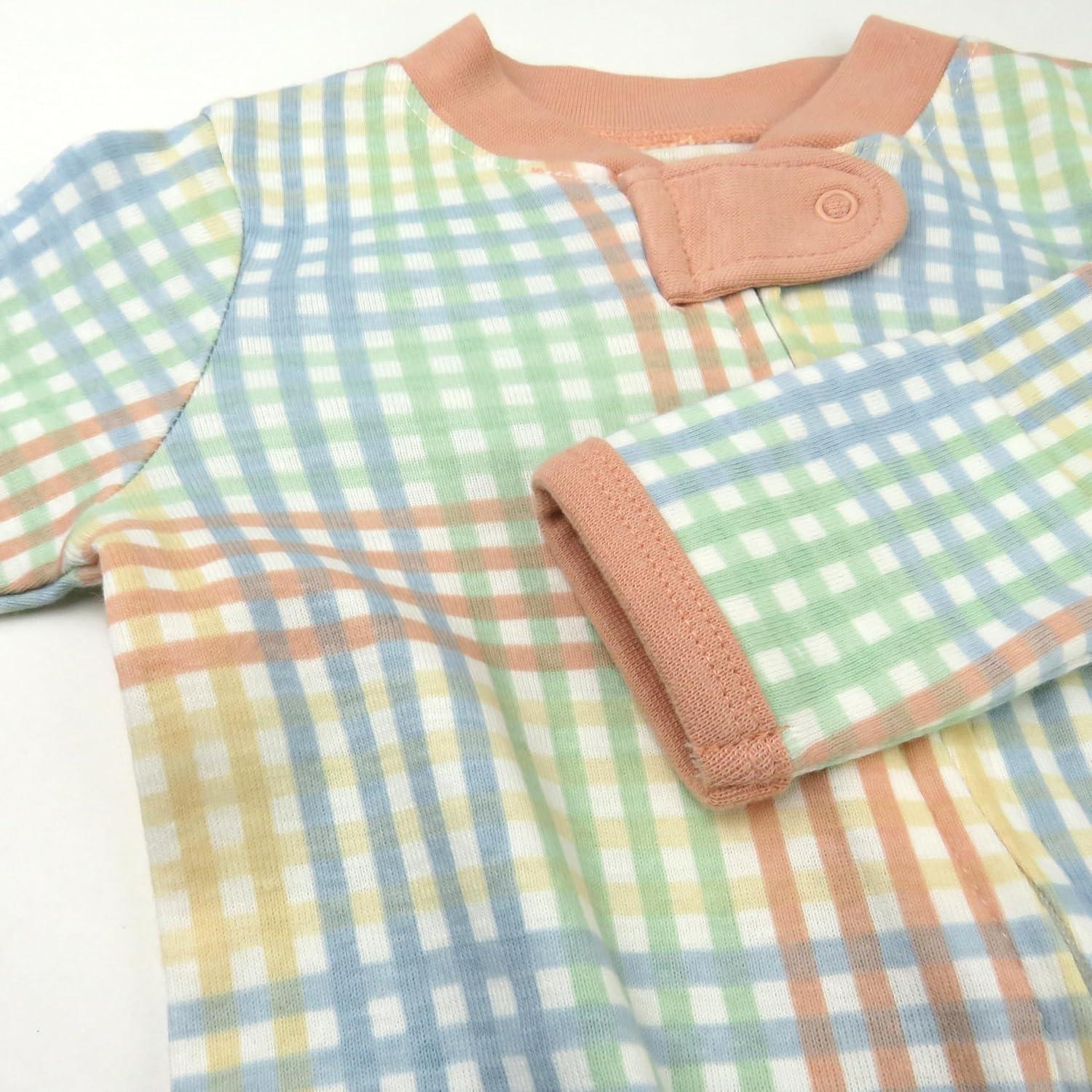 imageHonestBaby Sleep ampamp Play Footed OnePiece Pajama Sleeper 100 Organic Cotton Baby GirlsSeersucker Plaid Fawn
