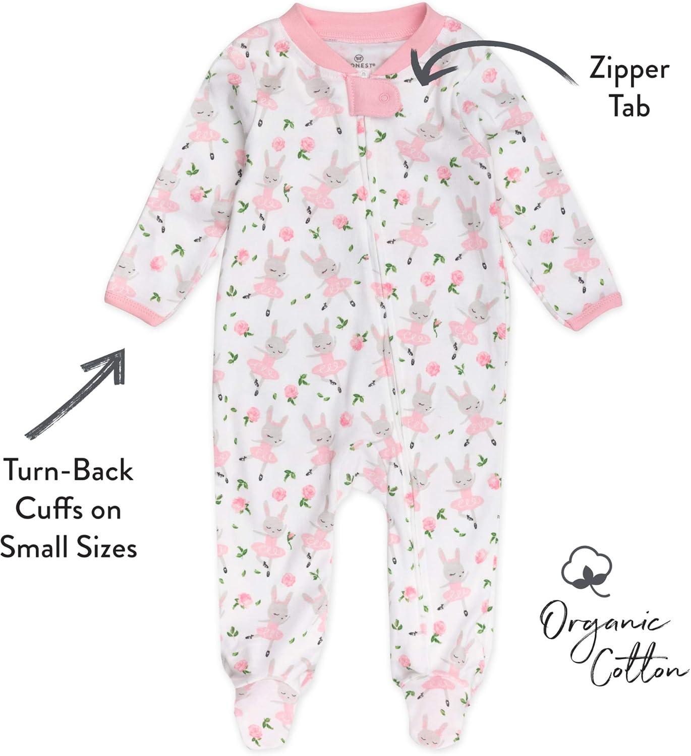 imageHonestBaby Sleep ampamp Play Footed OnePiece Pajama Sleeper 100 Organic Cotton Baby GirlsTutu Cute