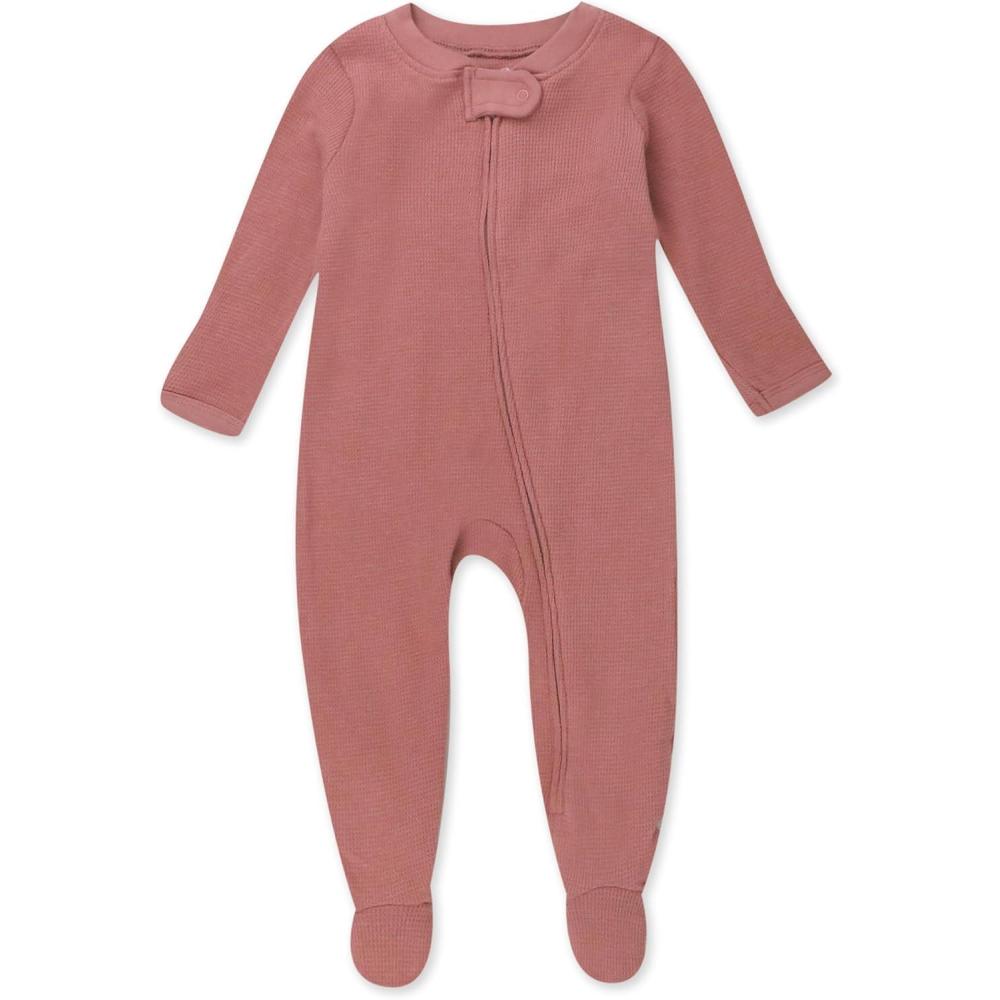 imageHonestBaby Classics Sleep ampamp Play Footed OnePiece Pajama Sleeper 100 Organic CottonAsh Rose