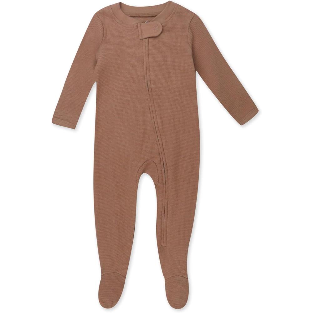 imageHonestBaby Classics Sleep ampamp Play Footed OnePiece Pajama Sleeper 100 Organic CottonBrown