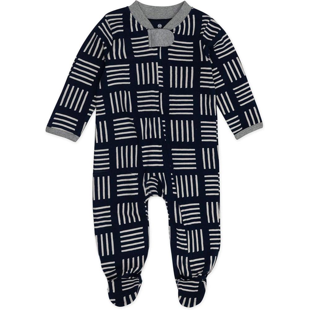 imageHonestBaby Classics Sleep ampamp Play Footed OnePiece Pajama Sleeper 100 Organic CottonSketchy Square
