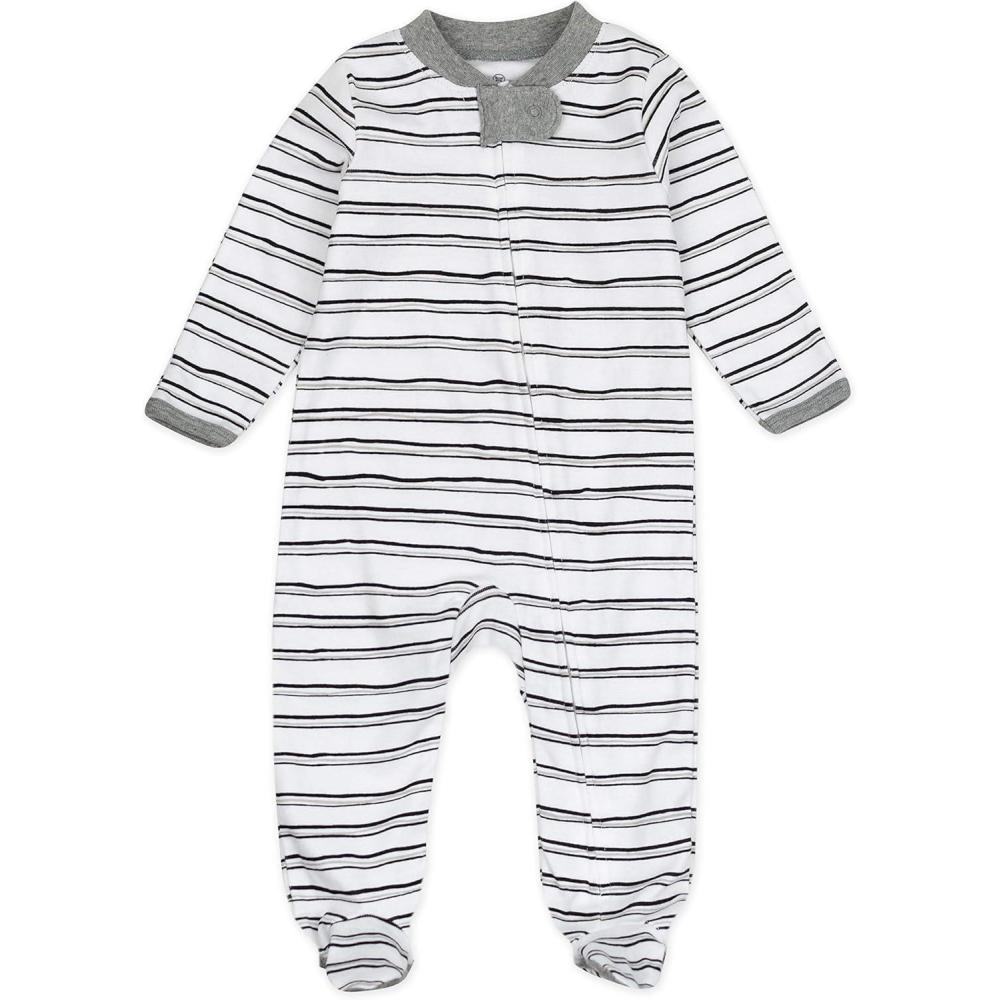 imageHonestBaby Classics Sleep ampamp Play Footed OnePiece Pajama Sleeper 100 Organic CottonSketchy Stripe