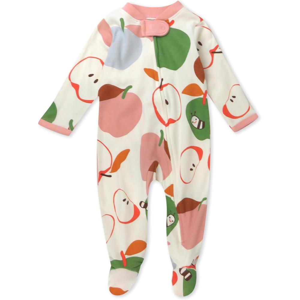 imageHonestBaby Classics Sleep ampamp Play Footed OnePiece Pajama Sleeper 100 Organic CottonSlice O Apple