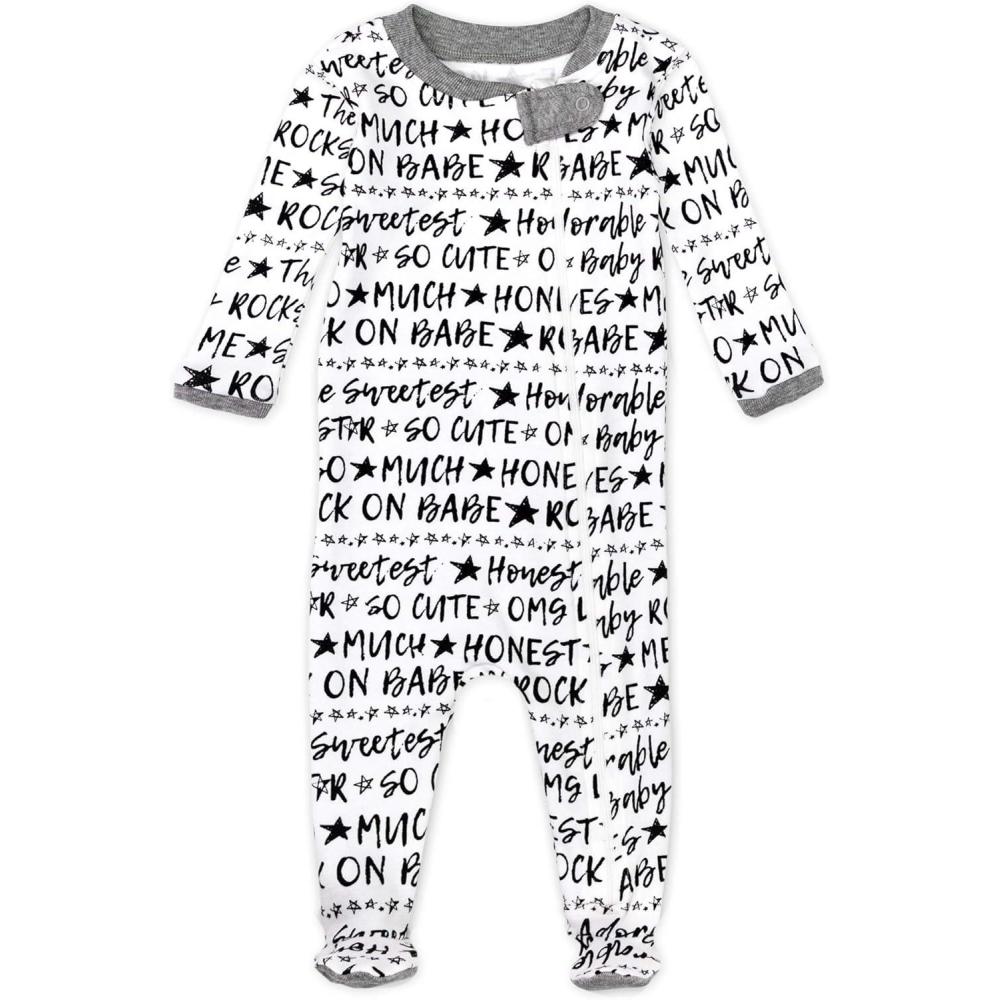 imageHonestBaby Classics Sleep ampamp Play Footed OnePiece Pajama Sleeper 100 Organic CottonWords