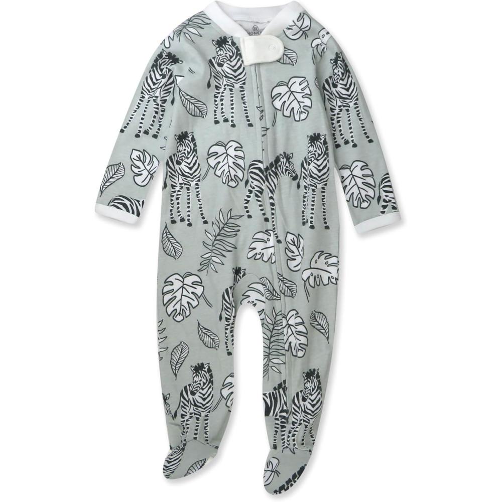 imageHonestBaby Sleep ampamp Play Footed OnePiece Pajama Sleeper 100 Organic Cotton Baby GirlsBaby Zebra Camo