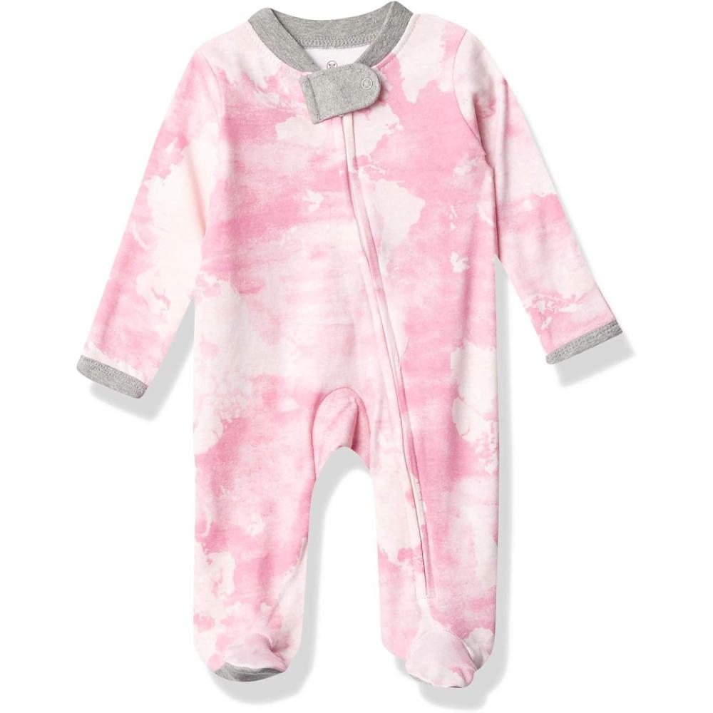 imageHonestBaby Sleep ampamp Play Footed OnePiece Pajama Sleeper 100 Organic Cotton Baby GirlsRose Color World