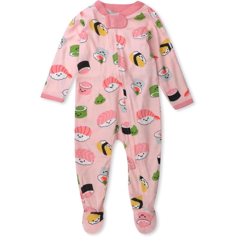 imageHonestBaby Sleep ampamp Play Footed OnePiece Pajama Sleeper 100 Organic Cotton Baby GirlsSushi