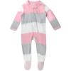 imageHonestBaby Sleep ampamp Play Footed OnePiece Pajama Sleeper 100 Organic Cotton Baby GirlsJumbo Stripe Petal Pink