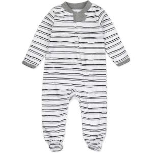 imageHonestBaby Classics Sleep ampamp Play Footed OnePiece Pajama Sleeper 100 Organic CottonSketchy Stripe