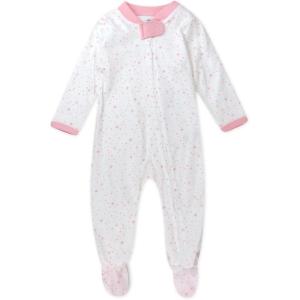 imageHonestBaby Classics Sleep ampamp Play Footed OnePiece Pajama Sleeper 100 Organic CottonTwinkle Star White Pink