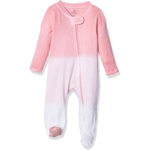 imageHonestBaby Sleep ampamp Play Footed OnePiece Pajama Sleeper 100 Organic Cotton Baby GirlsDip Dye Pink