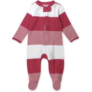 imageHonestBaby Sleep ampamp Play Footed OnePiece Pajama Sleeper 100 Organic Cotton Baby GirlsJumbo Stripe Pink Rose