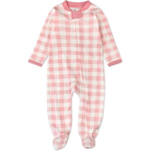 imageHonestBaby Sleep ampamp Play Footed OnePiece Pajama Sleeper 100 Organic Cotton Baby GirlsPink Check
