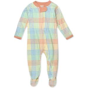 imageHonestBaby Sleep ampamp Play Footed OnePiece Pajama Sleeper 100 Organic Cotton Baby GirlsSeersucker Plaid Fawn