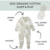 imageHonestBaby Sleep ampamp Play Footed OnePiece Pajama Sleeper 100 Organic Cotton Baby BoysPineapple Leaf Ivory