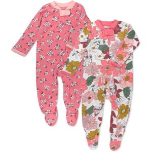 imageHonestBaby Baby 2Pack Sleep and Play Footed Pajamas Onepiece Sleeper Jumpsuit Zipfront Pjs Organic Cotton2pack Color Me Happy