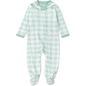 imageHonestBaby Sleep ampamp Play Footed OnePiece Pajama Sleeper 100 Organic Cotton Baby BoysGreen Check