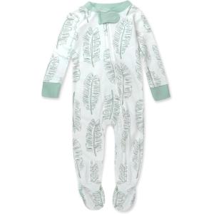 imageHonestBaby Sleep ampamp Play Footed OnePiece Pajama Sleeper 100 Organic Cotton Baby BoysJumbo Leaf Sage
