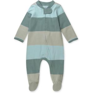imageHonestBaby Sleep ampamp Play Footed OnePiece Pajama Sleeper 100 Organic Cotton Baby BoysJumbo Stripe Sage