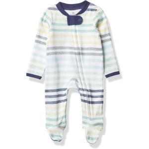 imageHonestBaby Sleep ampamp Play Footed OnePiece Pajama Sleeper 100 Organic Cotton Baby BoysRainbow Stripe Blues
