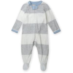 imageHonestBaby Sleep ampamp Play Footed OnePiece Pajama Sleeper 100 Organic Cotton Baby BoysRugby Stripe Light Heather Gray
