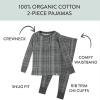 imageHonestBaby Baby and Toddler 4Piece 100 Organic Cotton Pajama SleepwearGrey Plaid