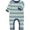 imageHonestBaby unisexbaby Reversible Coverall Organic CottonHand Drawn Nature Stripe Navy
