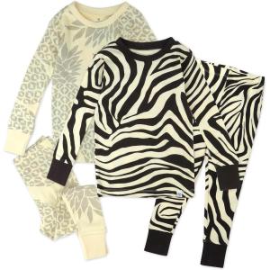 imageHonestBaby Baby and Toddler 4Piece 100 Organic Cotton Pajama SleepwearBrown Zebra