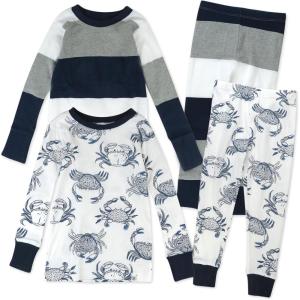 imageHonestBaby Baby and Toddler 4Piece 100 Organic Cotton Pajama SleepwearCrabs