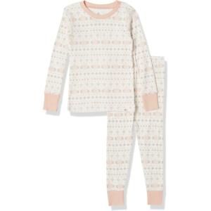 imageHonestBaby Baby and Toddler 4Piece 100 Organic Cotton Pajama SleepwearFair Isle Ivory Pink