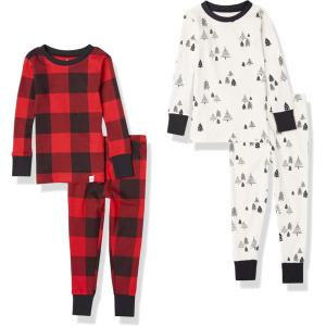 imageHonestBaby Baby and Toddler 4Piece 100 Organic Cotton Pajama SleepwearHoliday Tartan