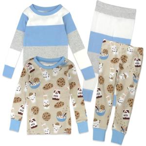 imageHonestBaby Baby and Toddler 4Piece 100 Organic Cotton Pajama SleepwearMilk N Cookies